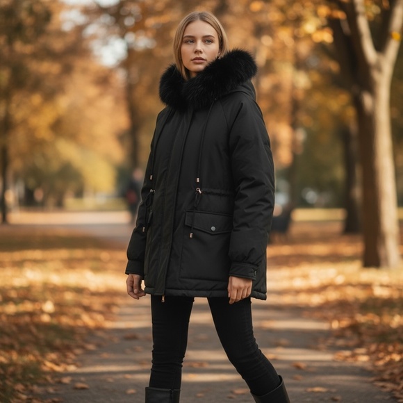 Puffit Faux Fur Mid-Length Hooded Drawstring Parka. NWT - Picture 9 of 14